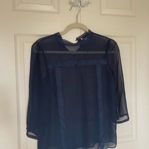 Lauren Conrad Runways blue blouse XS, long sleeve